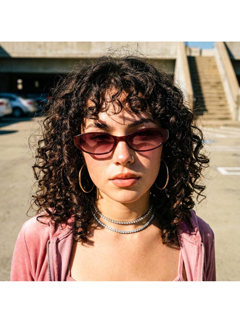 Slim Cat-Eye Sunglasses in Plum